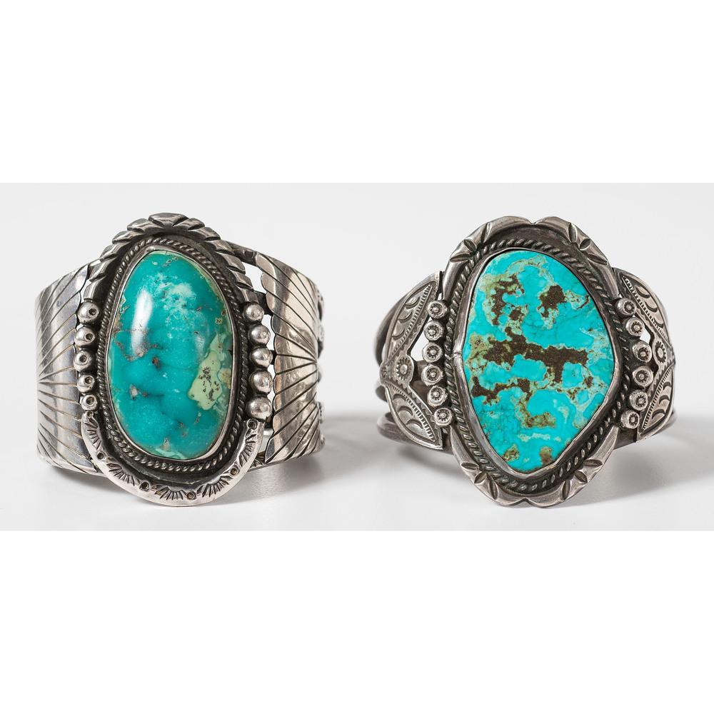 Navajo Silver and Turquoise Cuff Bracelets (1 of 4)
