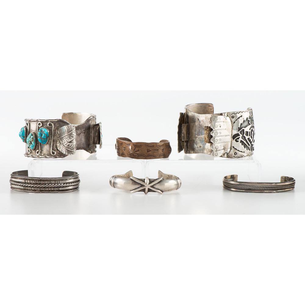 A Group of Silver & Copper Cuff Bracelets & Watch Bands (1 of 8)