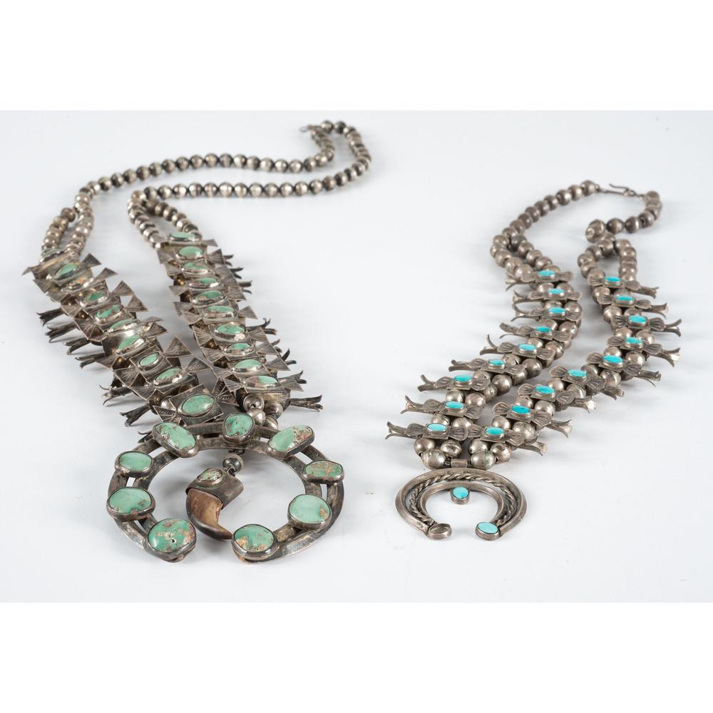 Navajo Silver and Turquoise Box Bow Squash Blossom (1 of 3)