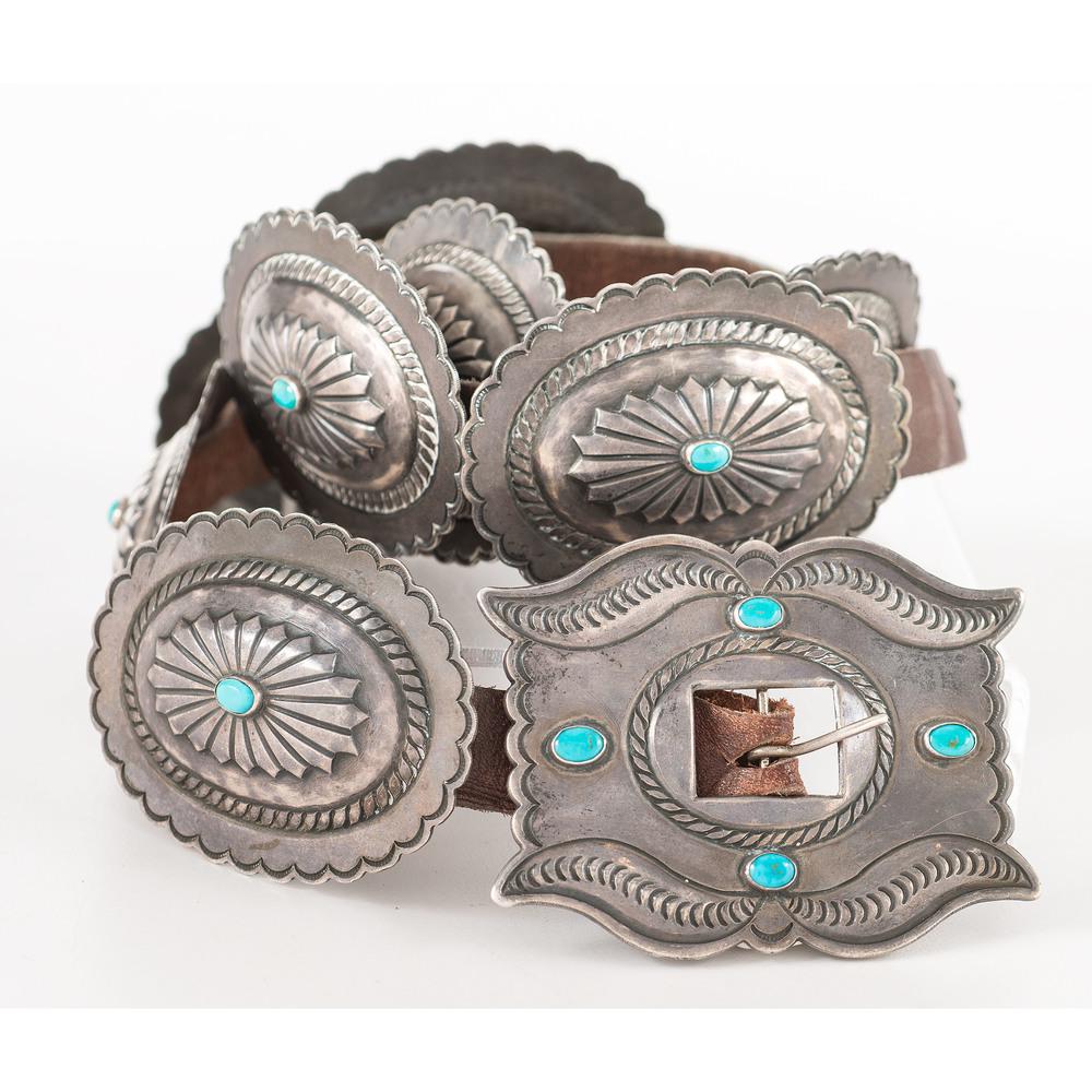 Navajo Silver and Turquoise Concha Belt (1 of 3)