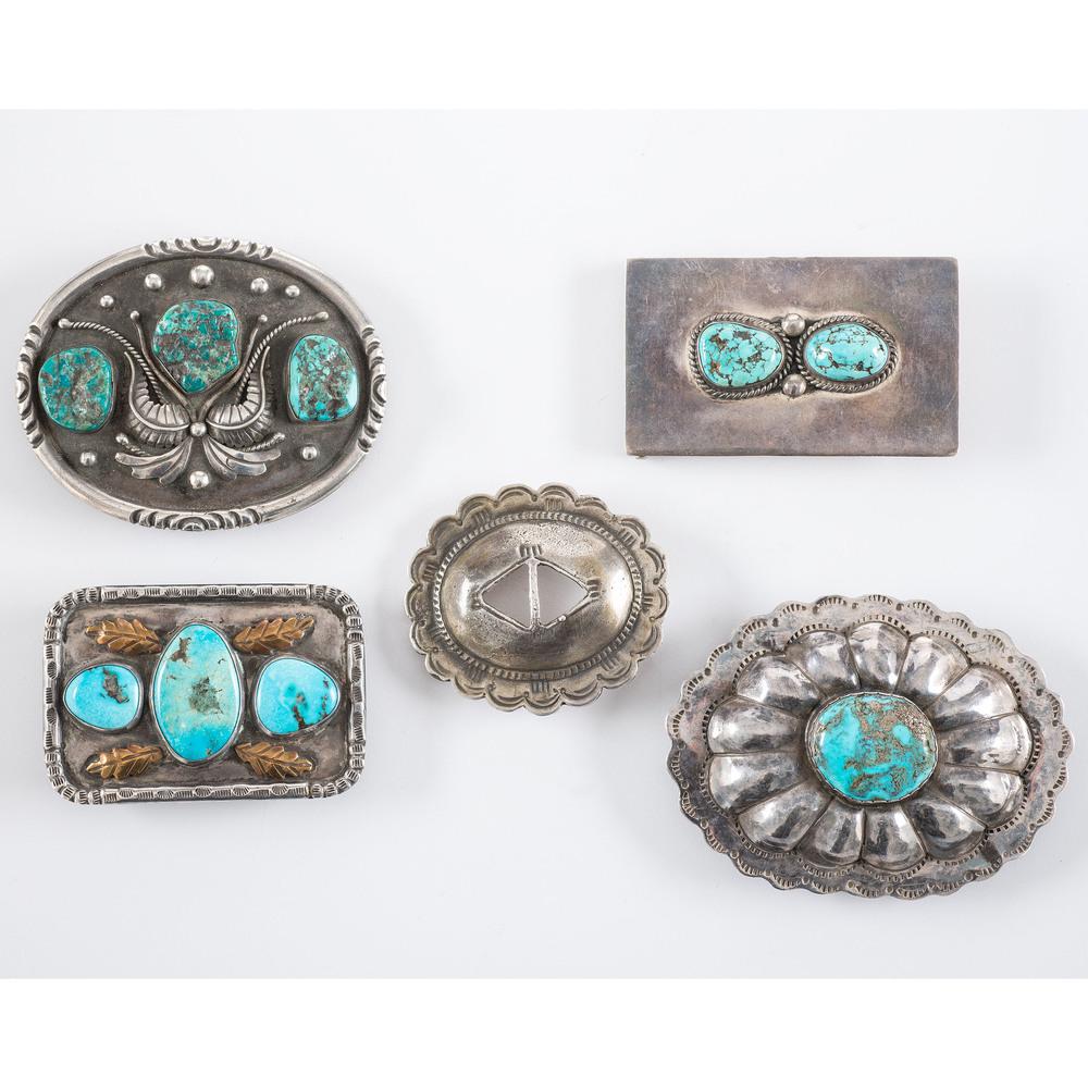 Navajo Silver and Turquoise Belt Buckles, PLUS (1 of 2)