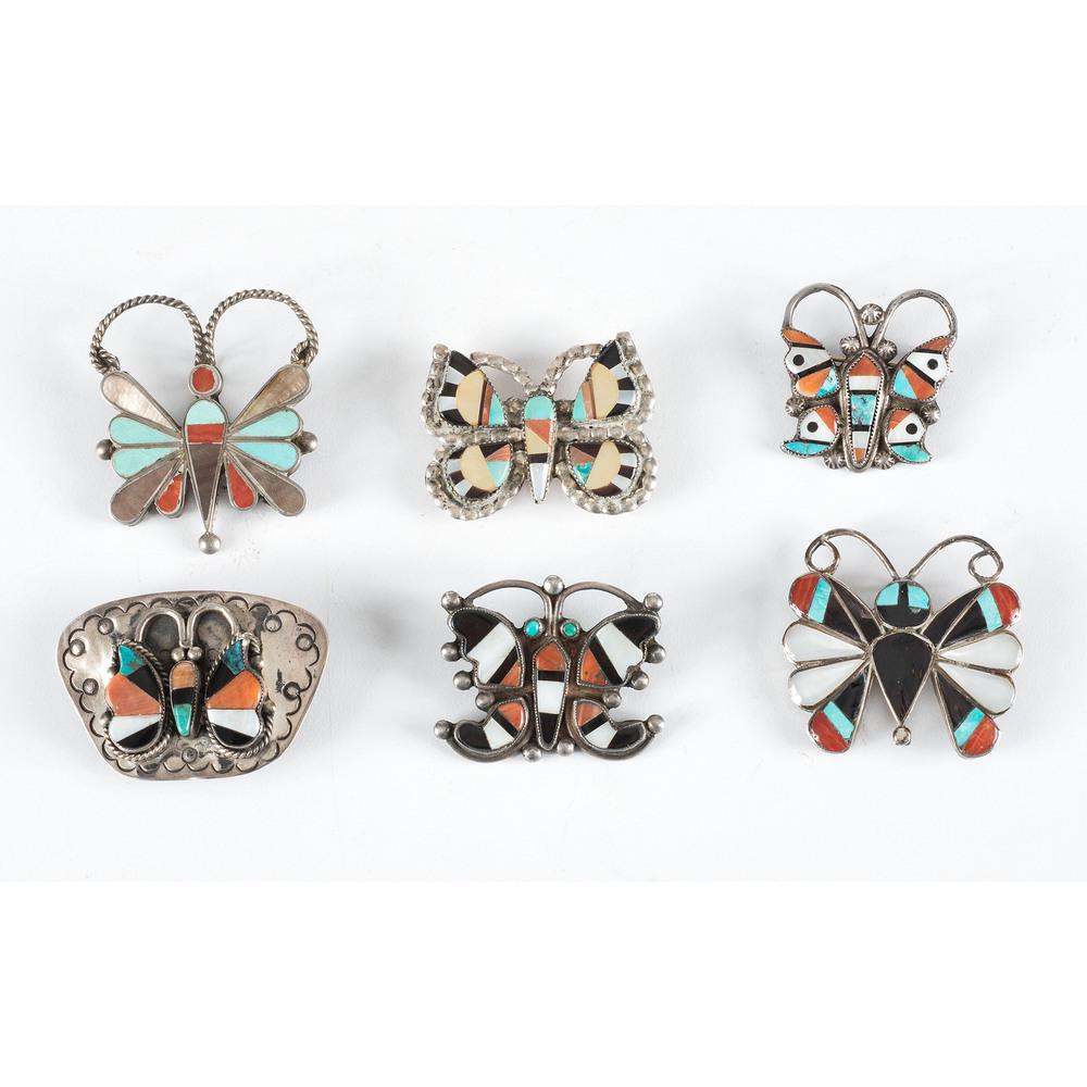 Zuni Mosaic Inlay Butterfly Pendants, Pins & Bolo Slide (1 of 2)