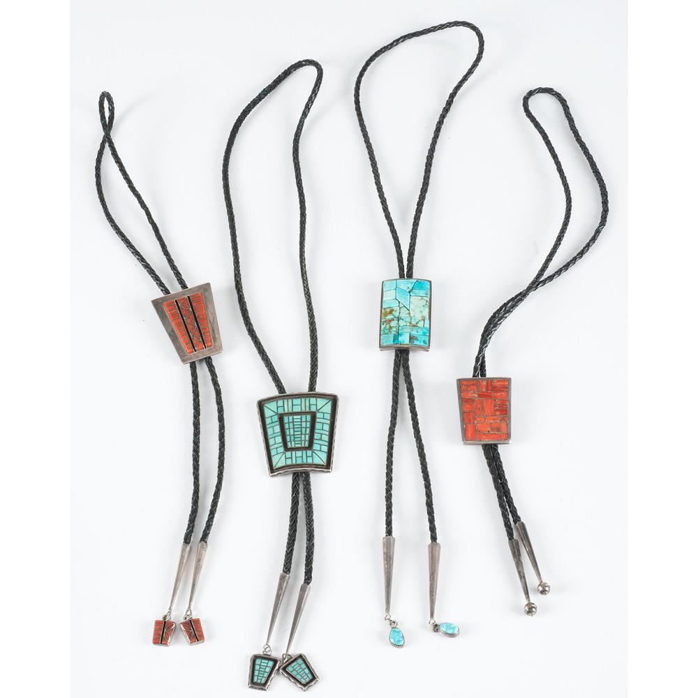 Amy Quandelacy (Zuni, b.1953) Silver and Coral Bolo (1 of 5)