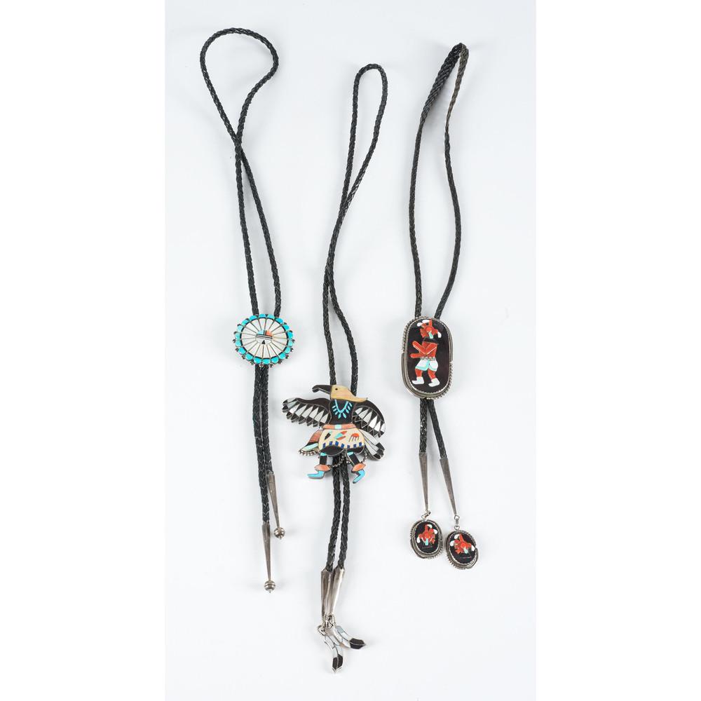 Zuni Mosaic Inlay Bolo Ties (1 of 4)