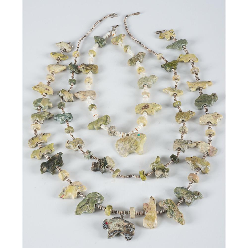 Serpentine and Heishi Bear Fetish Necklaces (1 of 1)