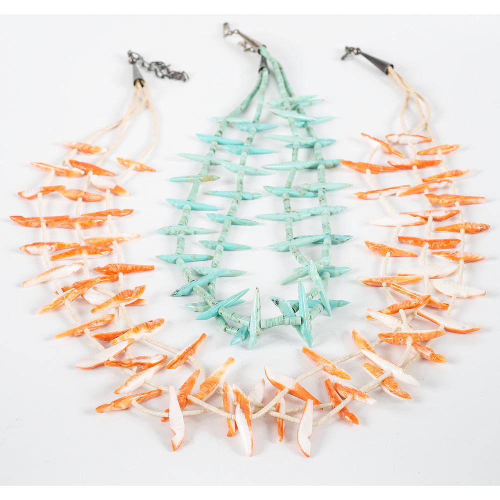 Zuni Turquoise and Spiny Oyster Bird Fetish Necklaces (1 of 2)