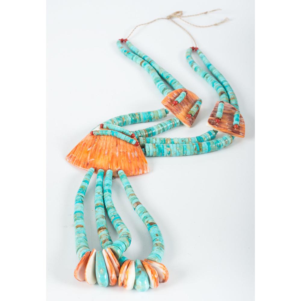 Kewa Rolled Turquoise and Spiny Oyster Necklace (1 of 1)