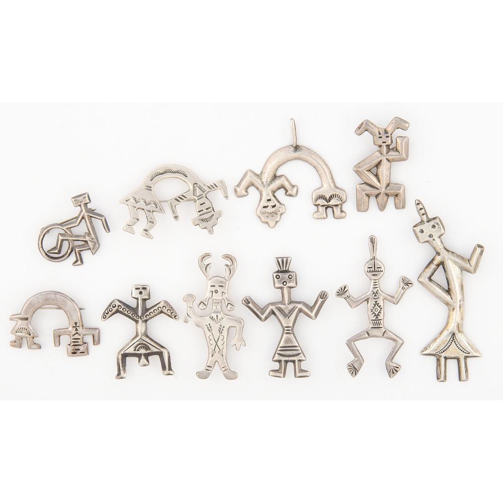 Navajo Sand Cast Silver Figural Pendants and Pins (1 of 2)