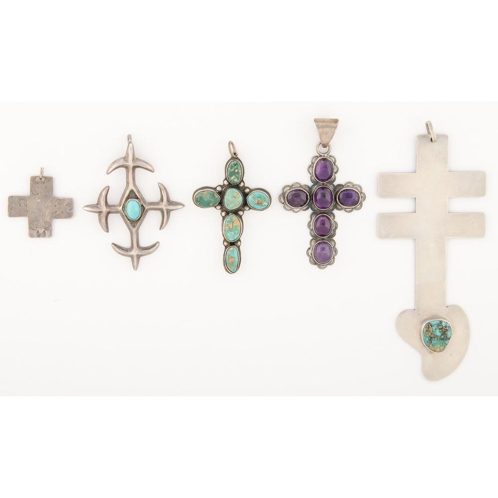 Navajo Silver and Turquoise Cross Pendants AND Mixtec (1 of 2)
