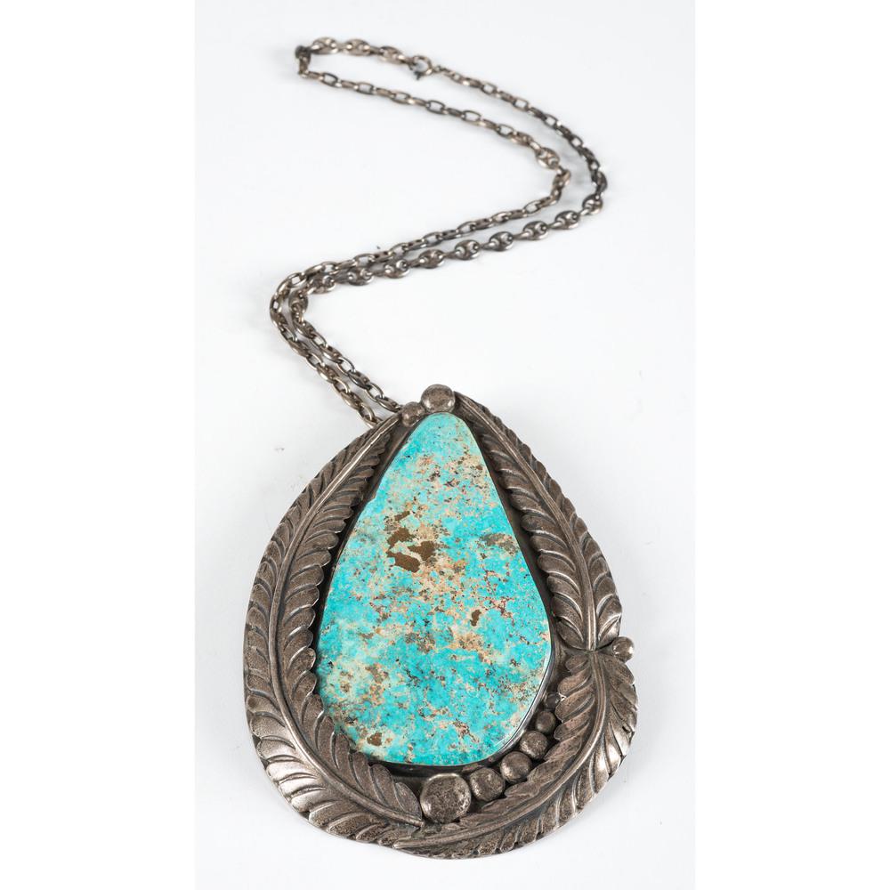 Massive Navajo Silver and Turquoise Pendant (1 of 2)