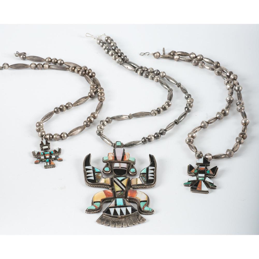 Zuni Mosaic Inlay Knifewing Pendants and Necklaces (1 of 2)