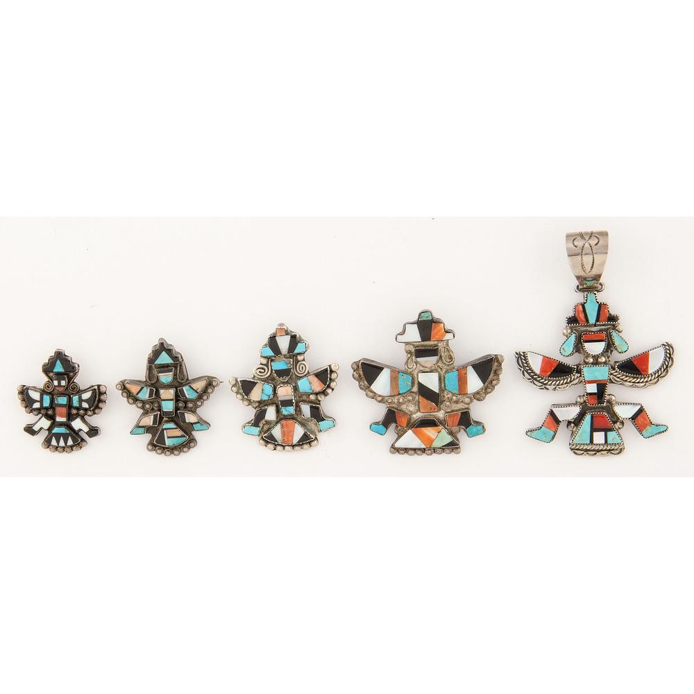 Zuni Mosaic Inlay Knifewing Pendants and Pins / (1 of 2)