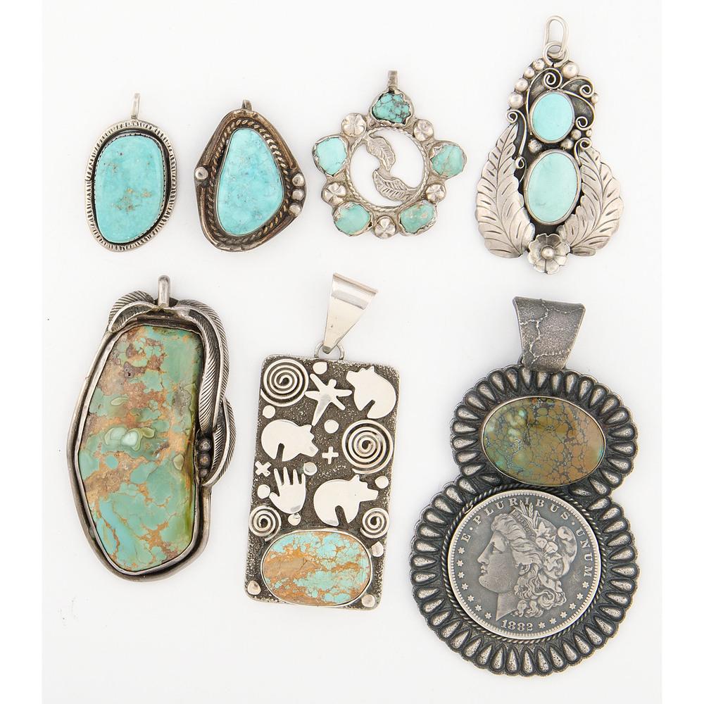 Navajo Silver and Turquoise Pendants (1 of 2)