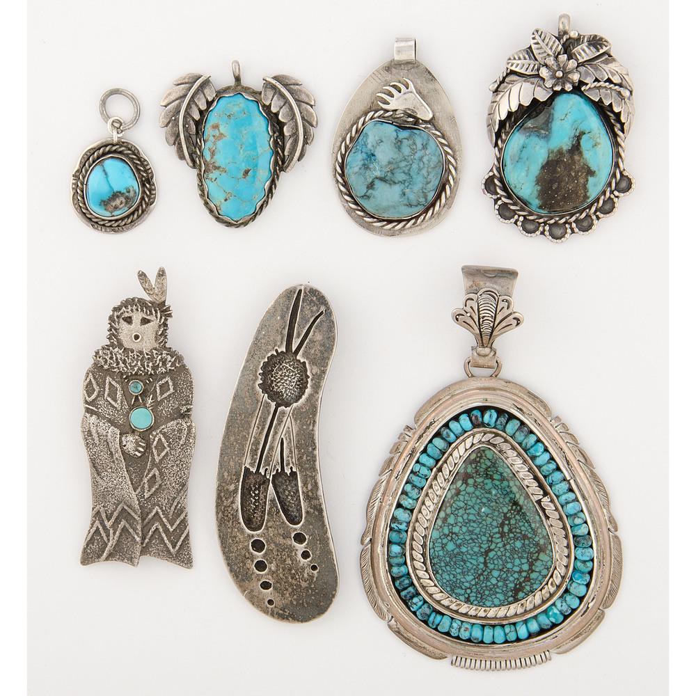 Navajo Silver and Turquoise Pendants (1 of 2)