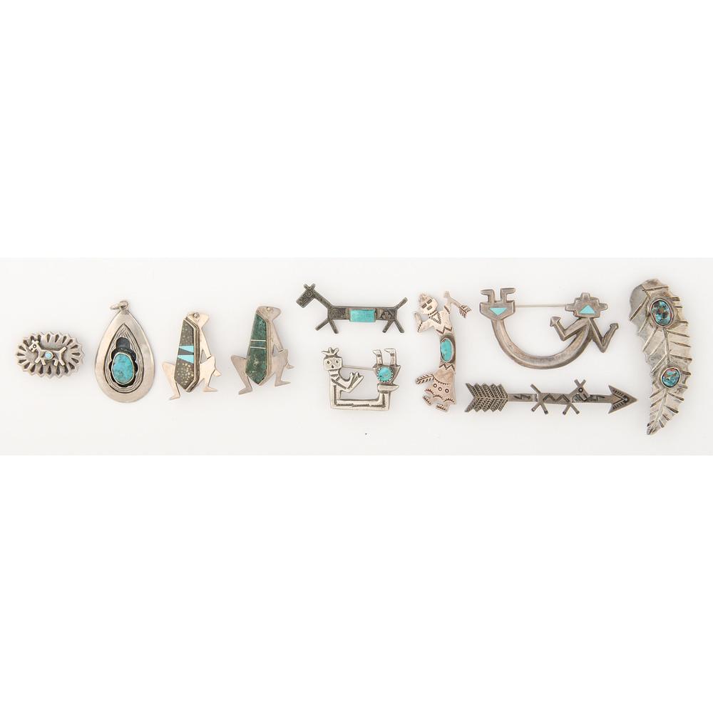 Navajo Silver and Turquoise Pins / Brooches (1 of 2)