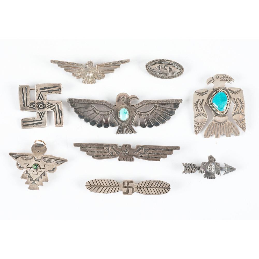 Navajo Silver and Turquoise Pins / Brooches, with (1 of 2)