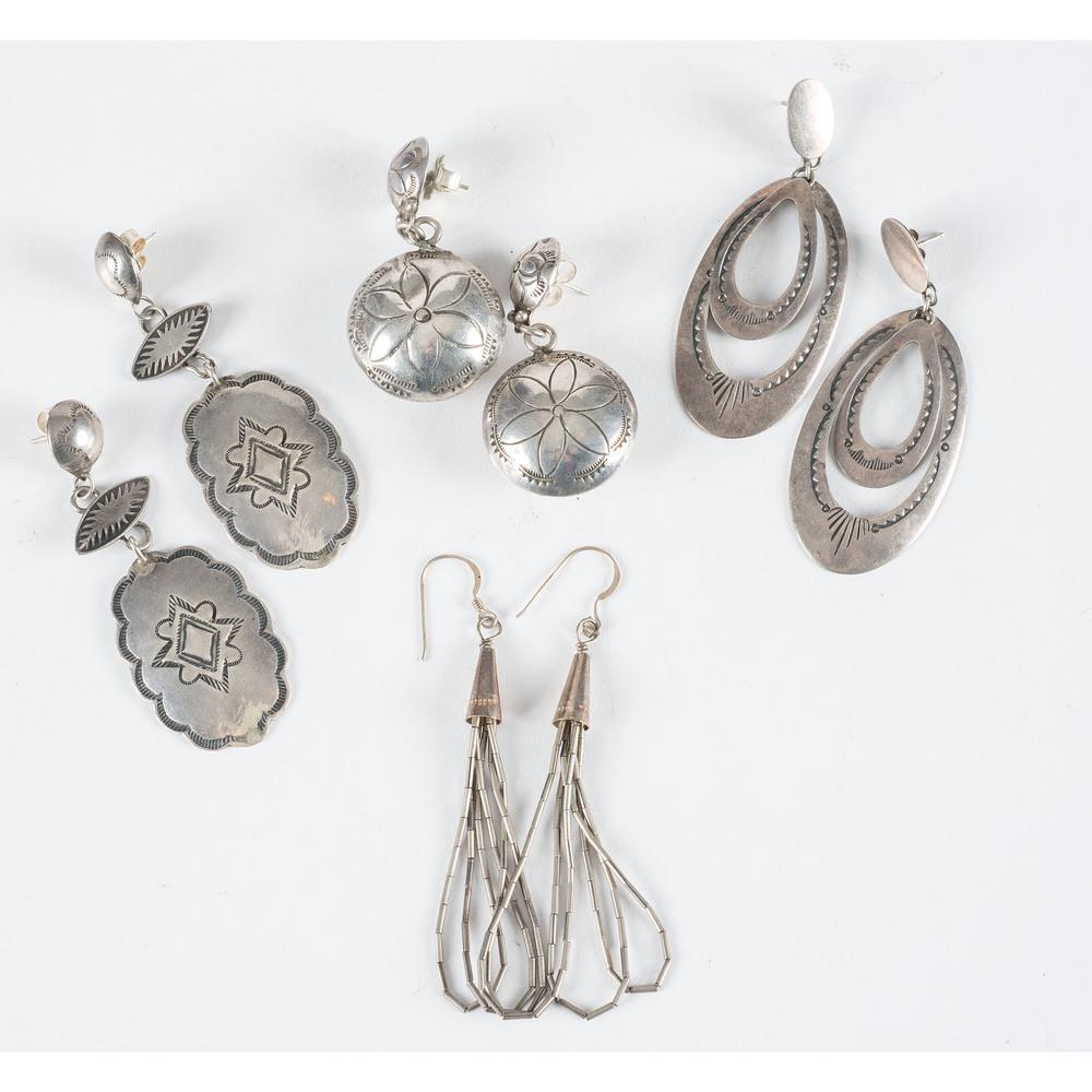 Navajo Silver Post and Hook Earrings (1 of 3)