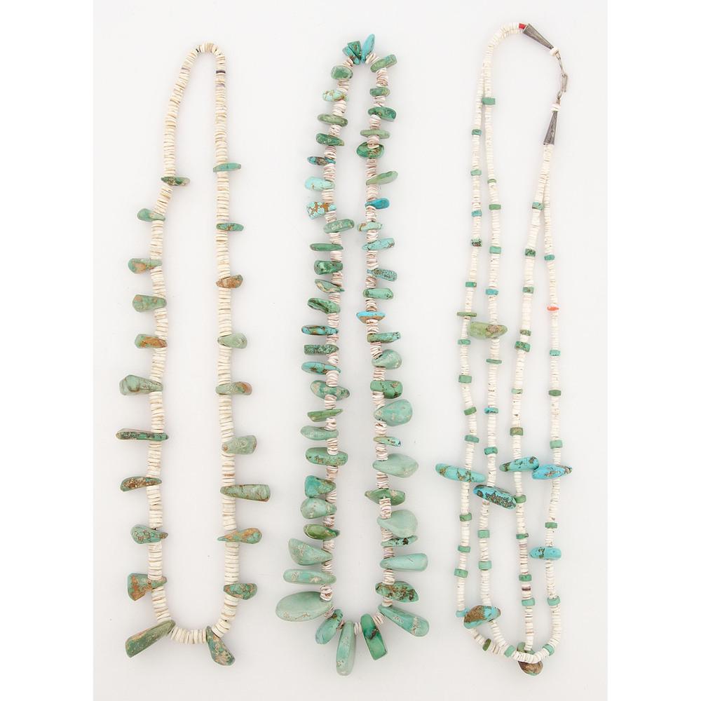Pueblo Shell and Turquoise Tab Necklaces (1 of 2)