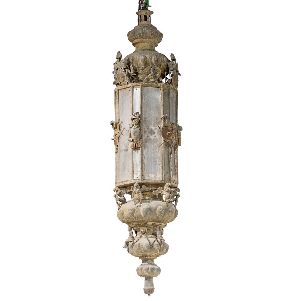 A Venetian Barge Lantern: A Venetian Barge Lantern Italian, 18th/19th Century in gilt copper and decorated with coats of arms and winged lions. Height 86 inches. Provenance: Property of The Dayton Art Institute, Dayton, Ohio
