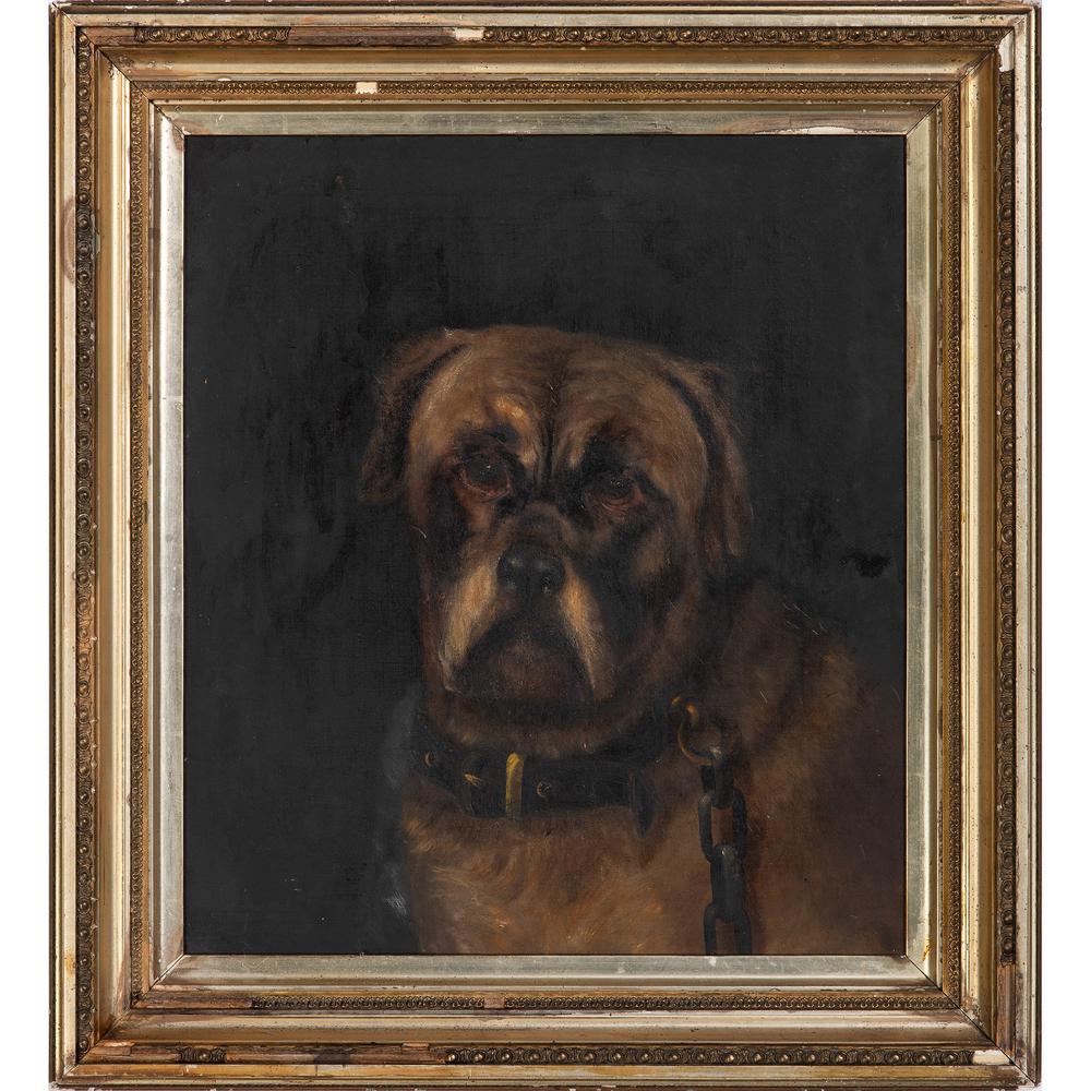 British School, Portrait of a Mastiff: British School, Portrait of a Mastiff 19th Century oil on canvas 15 1/2 x 17 1/2 inches (sight).