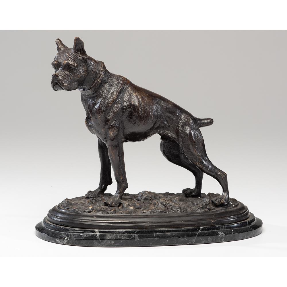 After Pierre-Jules Mene (French, 1810-1879): After Pierre-Jules Mene (French, 1810-1879) French Boxer bronze on marble base. signed at base. Height 9 1/2 x width 11 x depth 5 1/2 inches.