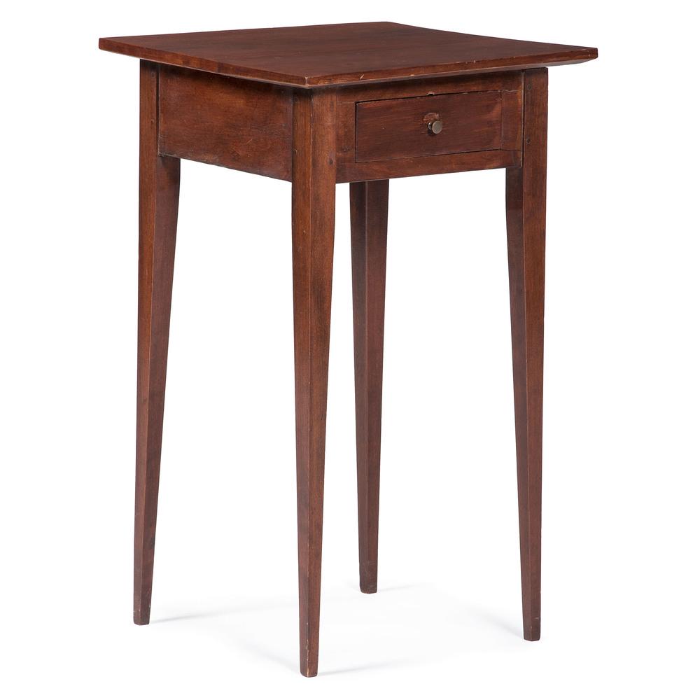 A Kentucky Hepplewhite One Drawer Stand in Cherry: A Kentucky Hepplewhite One Drawer Stand in Cherry American, 19th Century having a two-board surface. Height 25 x width 15 x depth 14 1/2 inches.