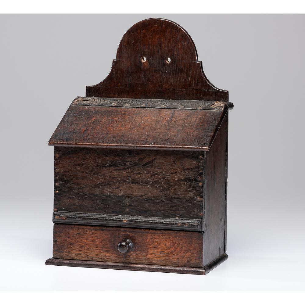 An English Oak Wall Box: An English Oak Wall Box 19th Century Height 16 5/8 x width 11 x depth 7 inches.