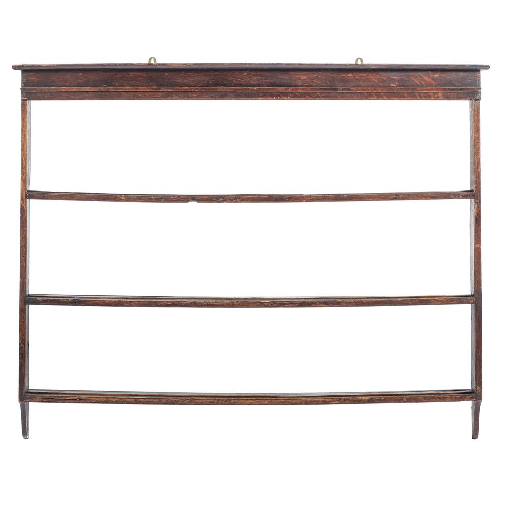 A Hanging Plate Rack in Oak: A Hanging Plate Rack in Oak English, 19th Century Height 47 x width 54 x depth 6 inches.