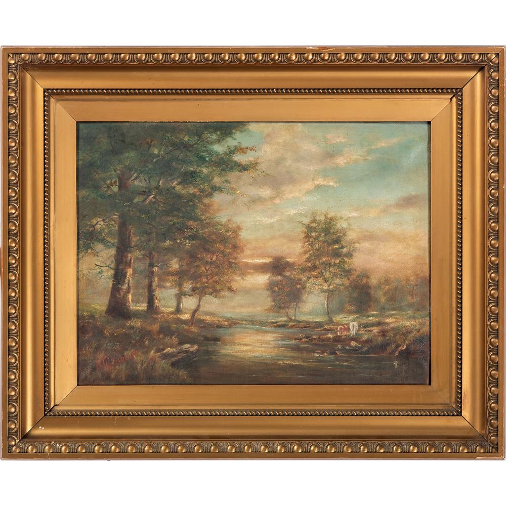 English School, Pastoral Landscape: English School, Pastoral Landscape Late 19th/Early 20th Century oil on canvas signed E. Robinson lower left 14 1/2 x 19 1/2 inches (sight).