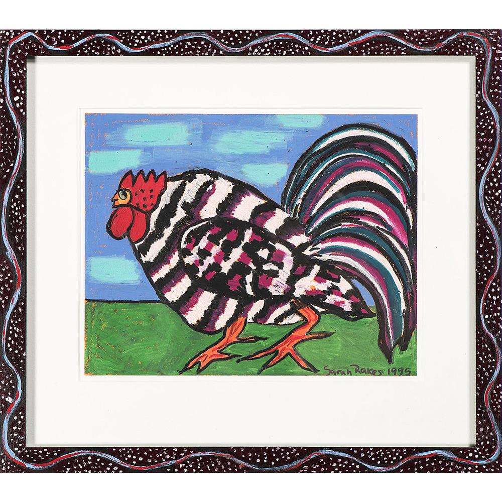 Sarah Rakes (American, b. 1955): Sarah Rakes (American, b. 1955) Rooster mixed media on paper signed l.r. 11 x 14 inches (sight).