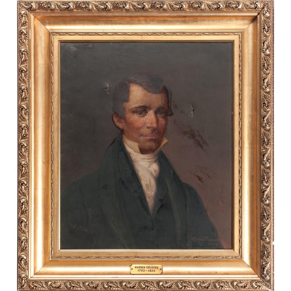 Anne Parrish (American, 1850-1946): Anne Parrish (American, 1850-1946) Portrait of Warren Colburn oil on canvas signed lower right sitter identified on verso 23 1/2 x 19 1/2 inches (sight).