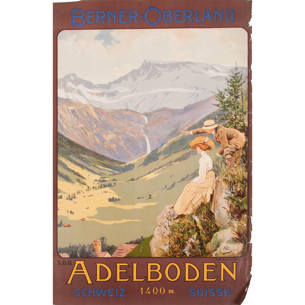 Carlo Pellegrini (Italian, 1866-1937) Adelboden: Berner-Oberland / Adelboden ca. 1910 artist's name printed in image; printed A. Trüb & Cie, Aarau 44.25 x 25.5 in.