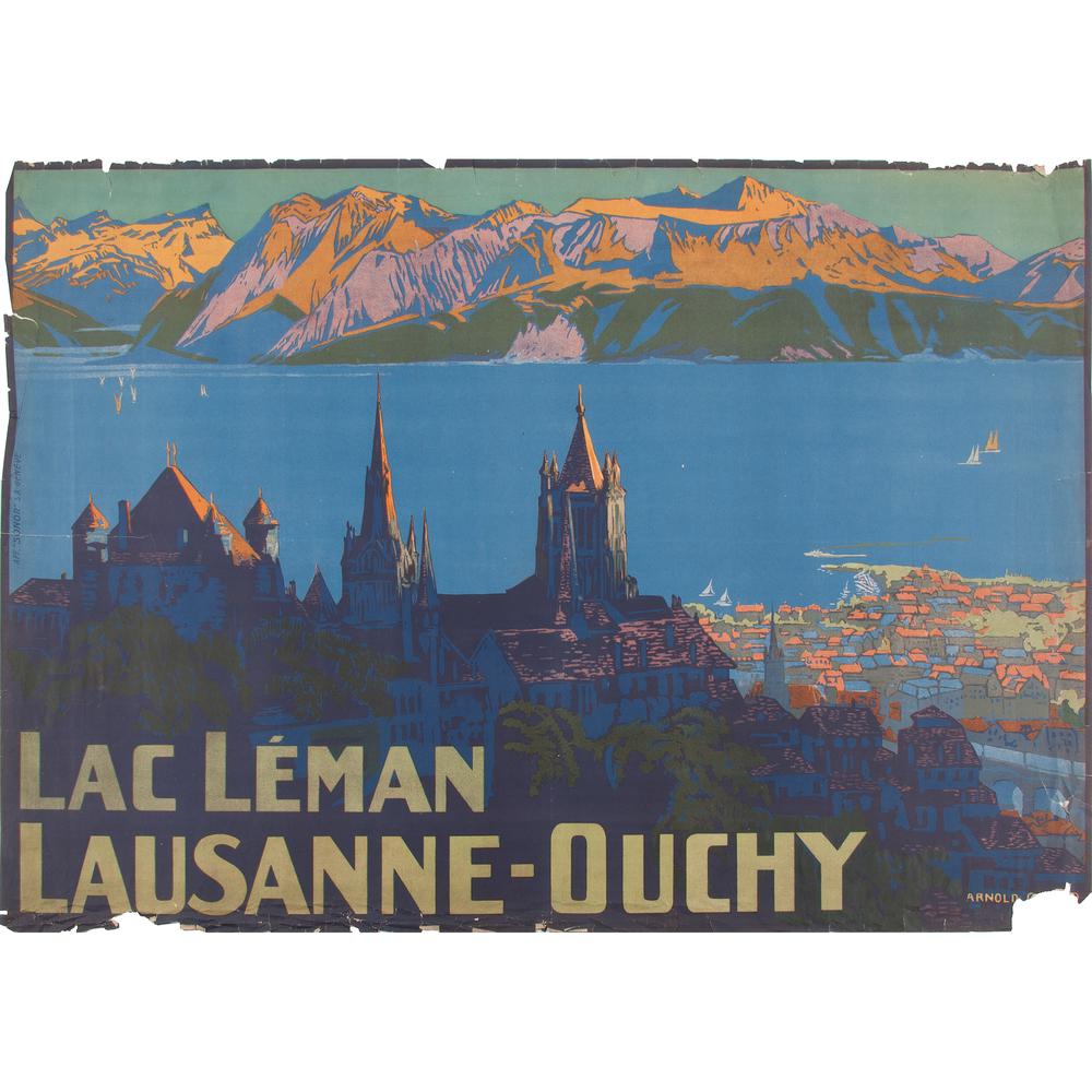 Arnold Cuenod (French, 20th Century) Lac Léman: ca. 1910s artist's name printed in image 30.25 x 46.5 in.