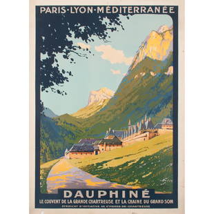 Roger Soubie (French, 1898-1984) Dauphiné: Paris-Lyons-Méditerranée ca. 1925 artist's name printed in image; printed Corbille & Serre, Paris 42.5 x 30.75 in.