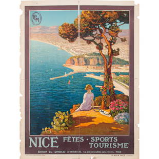 Louis Bonamici (French, 1878-1966) Nice: Fêtes Sports Tourisme ca. 1920 artist's name printed in image; printed Affiches Photochrom "Adia," Nice 42.5 x 30.5 in.