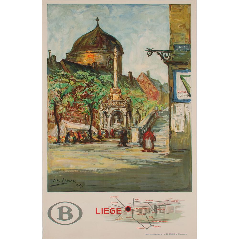 Armand G. G. Jamar (Belgian, 1870–1946) Liege: ca. 1939 artist's name printed in image; printed J. De Grève & Co. Brussels 39.25 x 24.5 in.