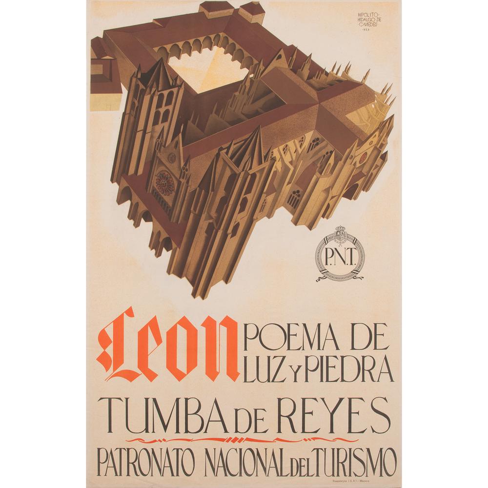 Hipo?lito Hidalgo de Caviedes (Spanish, 1902-1994) Leon: Tumba de Reyes / Patronato Nacional del Turismo ca. 1929 artist's name printed in image; printed Rivadeneyra (S.A.), Madrid 39.5 x 25 in.