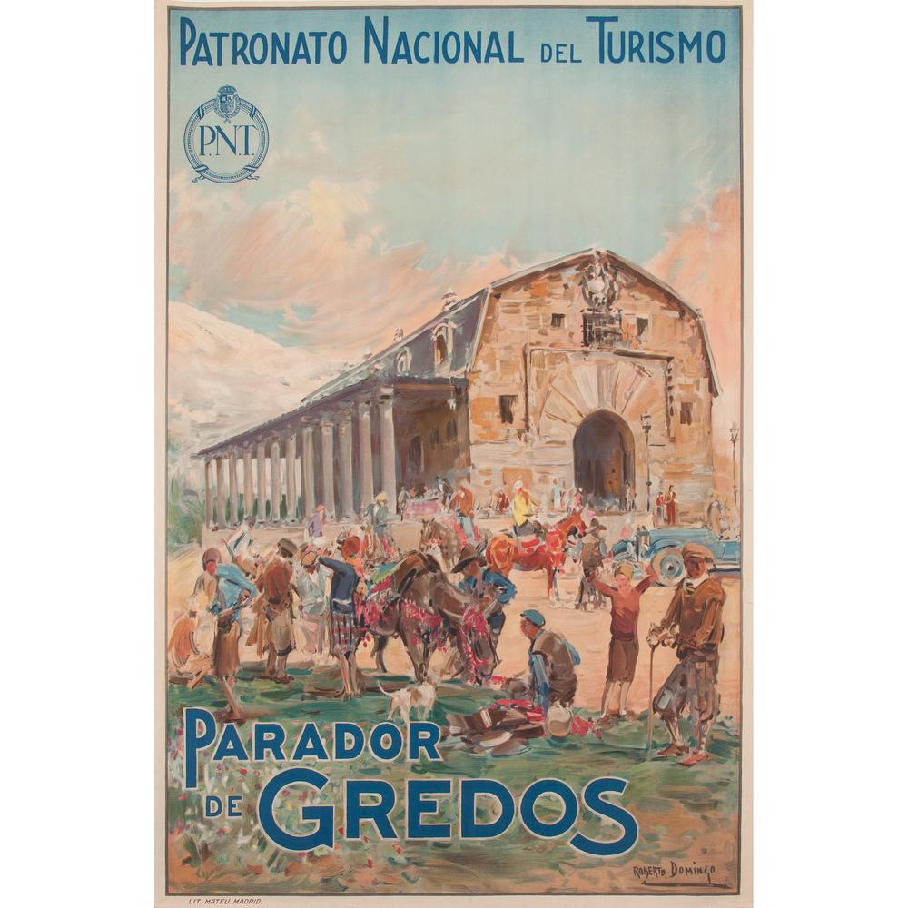 Roberto Domingo Fallola (Spanish, 1883-1956) Parador De: Patronato Nacional del Turismo / Parador / De Gredos late 1920s-early 1930s artist's name printed in image; printed Lit. Mateu, Madrid 39.25 x 26.25 in.