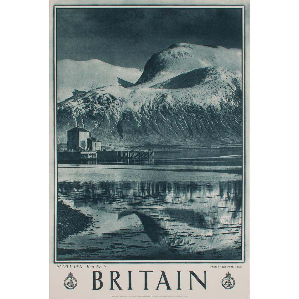 Travel Association of the United Kingdom of Great: Scenes of Scotland including: Ben Nevis; Brig O'Doon; and Culzean Castle ca. 1940s photo credit l.r.; printed The Vandyck Printers Limited, Great Britain 30 x 20 in. each