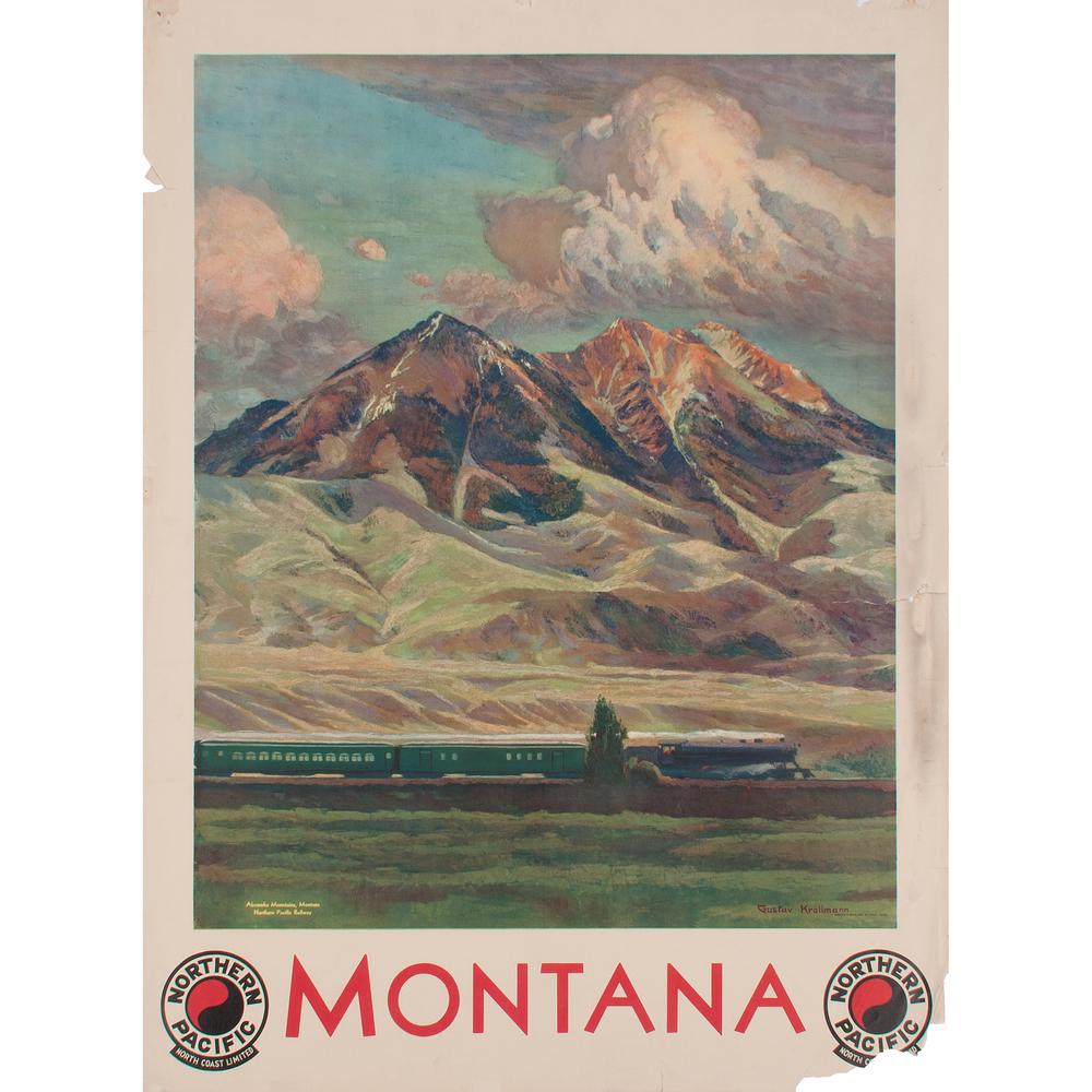 Gustav W. Krollman (Austrian/American, 1888-1962): Northern Pacific / North Coast Limited 1930 artist's name printed in image; Brown & Bigelow, St. Paul, Minnesota 40 x 30 in.