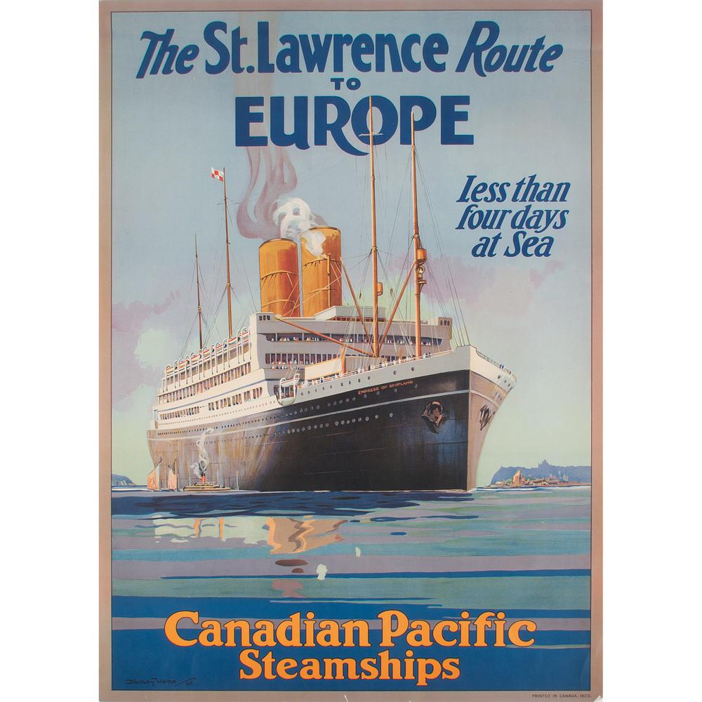 William Dudley B. Ward (Canadian, 1879–1935) The St.: Canadian Pacific / Steamships ca. 1925 artist's name printed in image; printed Canada; dated 1925 36 x 24 in.
