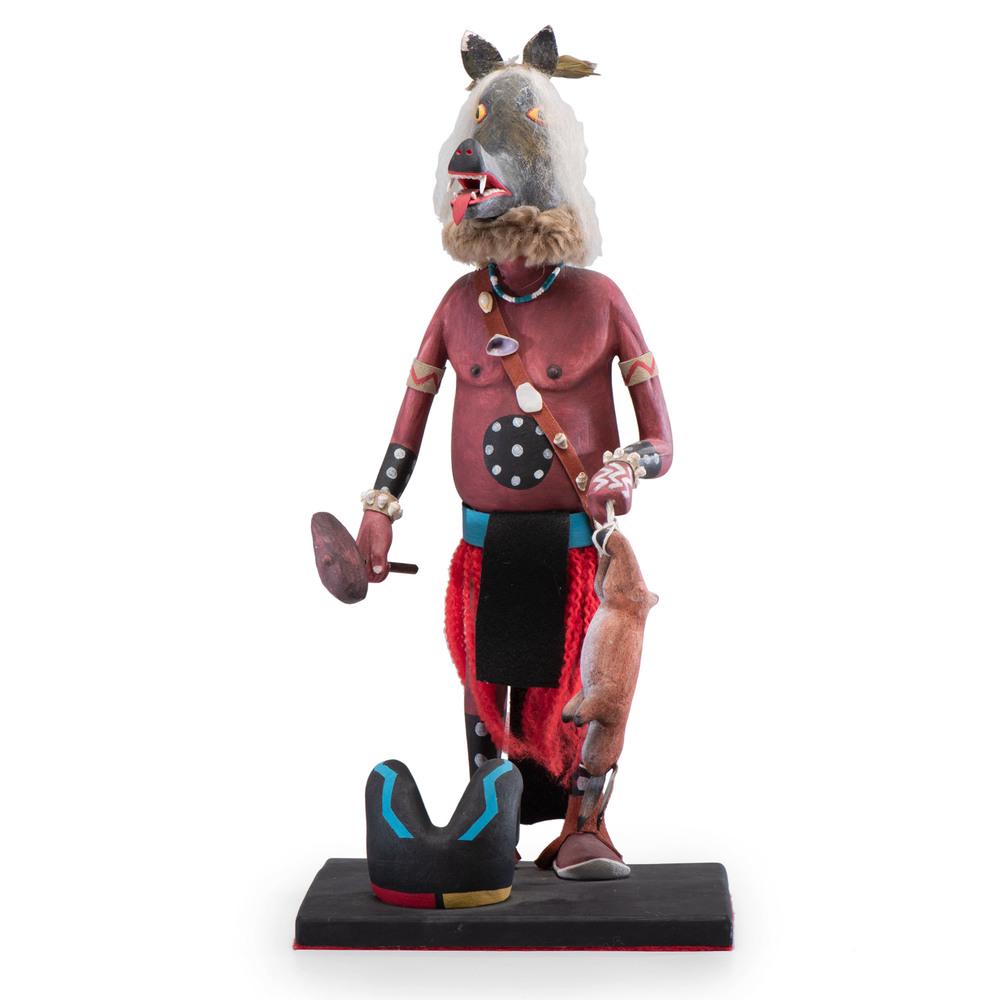 Walter Howato (Hopi, 1921-2003) Kweo, Wolf Katsina: Walter Howato (Hopi, 1921-2003) Kweo, Wolf Katsina holding a rabbit; signed and dated on base, height 22 x width 10.25 in. 1995