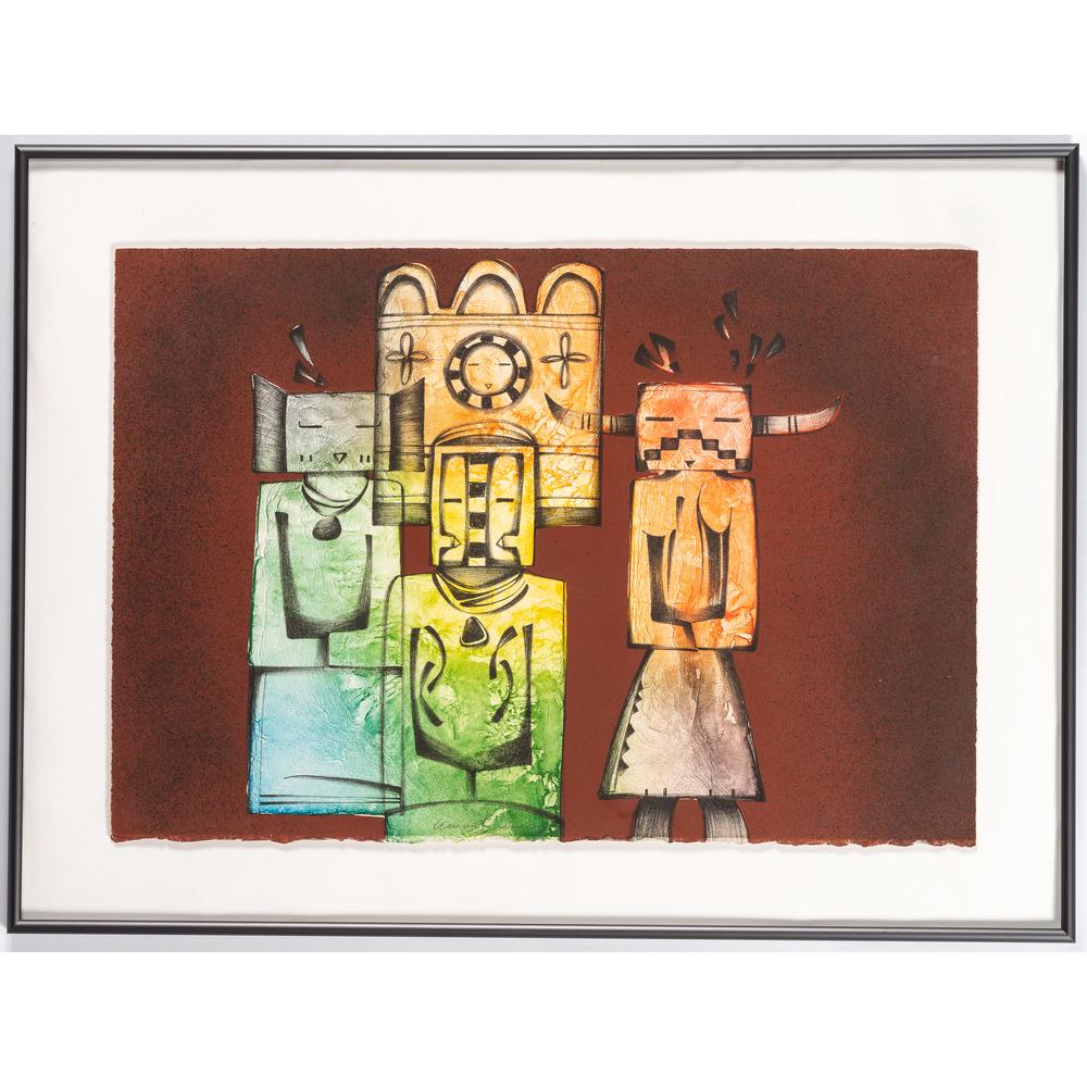 Dan Namingha (Hopi/Tewa, b. 1950) Lithograph on Paper: Dan Namingha (Hopi/Tewa, b. 1950) Lithograph on Paper Ancient Images signed lower right (sight) 22 x 15 in.; (framed) 27.25 x 20.25 in. 1980