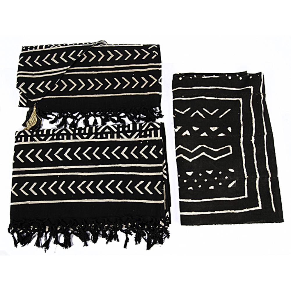 Ivory Coast / Burkina Faso Senufo-Style Mudcloth, Plus: Ivory Coast / Burkina Faso Senufo-Style Mudcloth PLUS, two contemporary Bogolanfini style tourist trade textiles, including a throw and a fitted hanging; cloth 51.5 x 39.5 in.