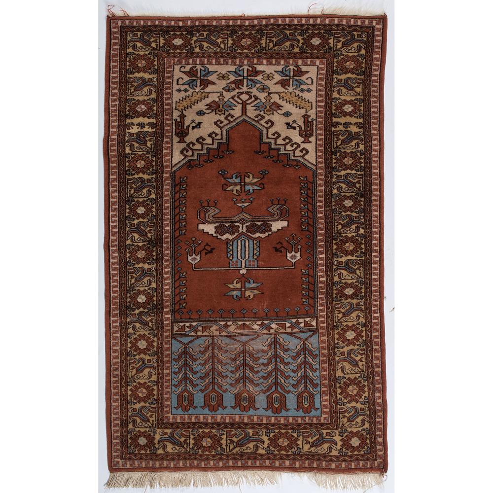 A Persian Wool Prayer Rug: A Persian Wool Prayer Rug 20th Century 5 feet 4 3/4 inches x 3 feet 5 inches.