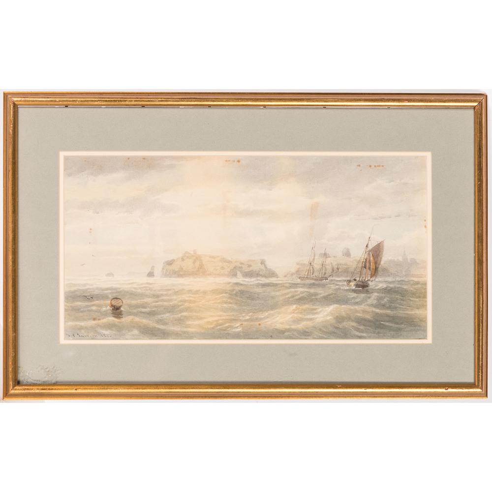 Samuel Phillips Jackson (British, 1830-1904): Samuel Phillips Jackson (British, 1830-1904) Seascape, 1880 watercolor on paper signed S. P. Jackson and dated lower left sight: 8 1/4 x 16 3/4 inches.