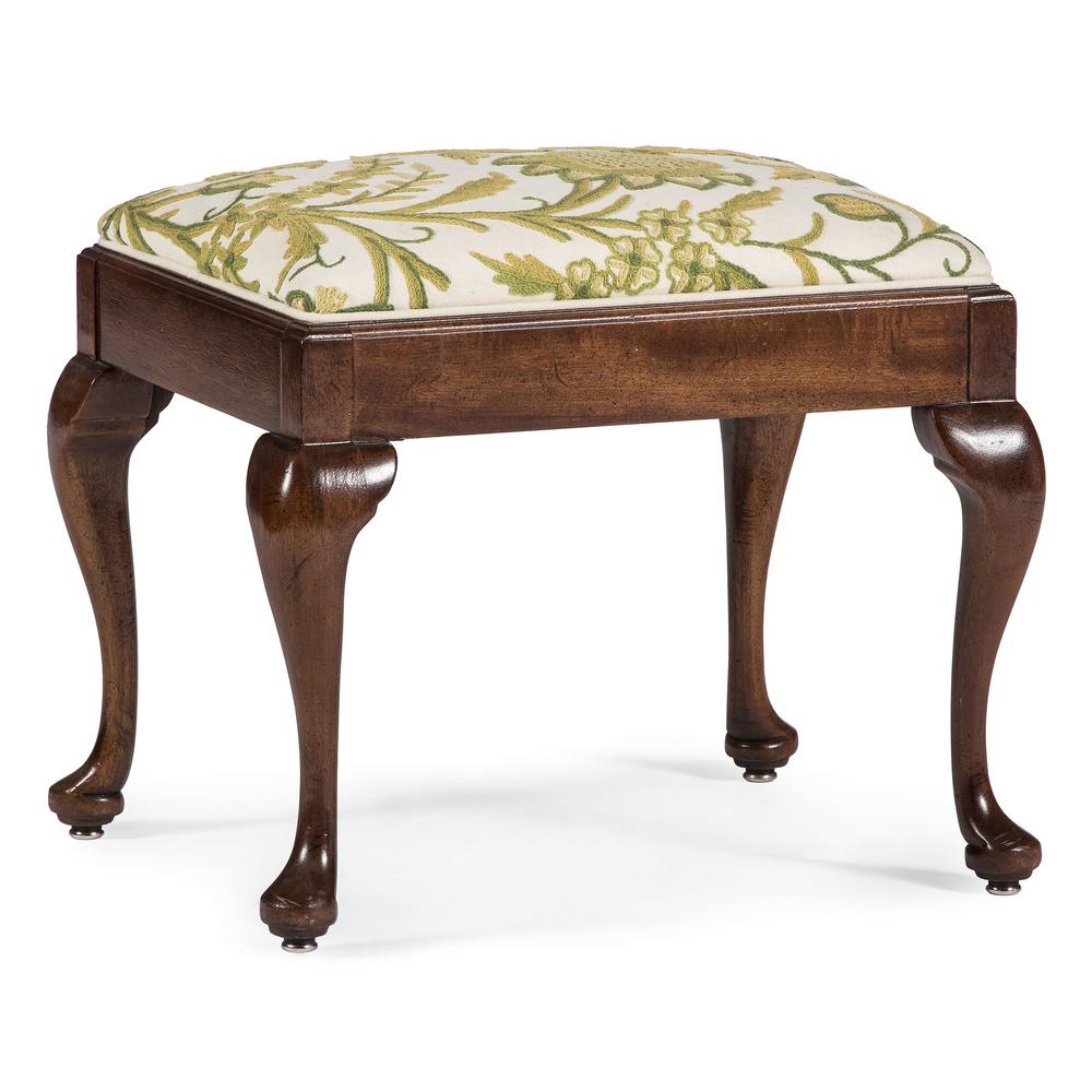 A Queen Anne-style Footstool in Walnut: A Queen Anne-style Footstool in Walnut 20th Century Height 19 x width 22 x depth 19 inches.