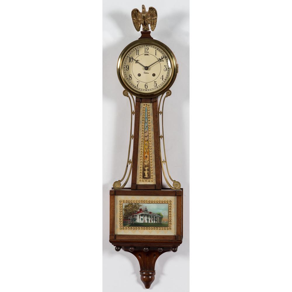 Two Chelsea Banjo Clocks: Two Chelsea Banjo Clocks First Quarter 20th Century Height of larger 31 x width 8 x depth 3 inches.