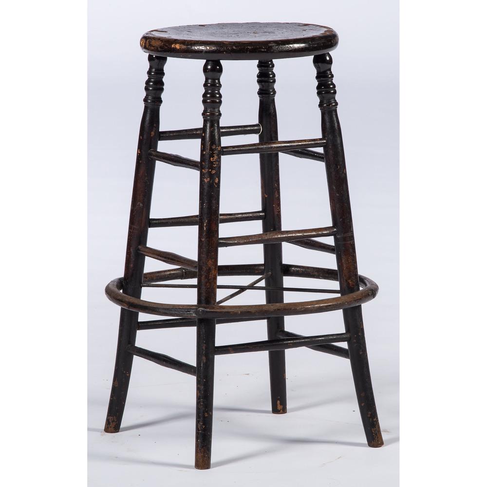A Painted Stool: A Painted Stool 19th Century Height 30 x diameter 14 inches.