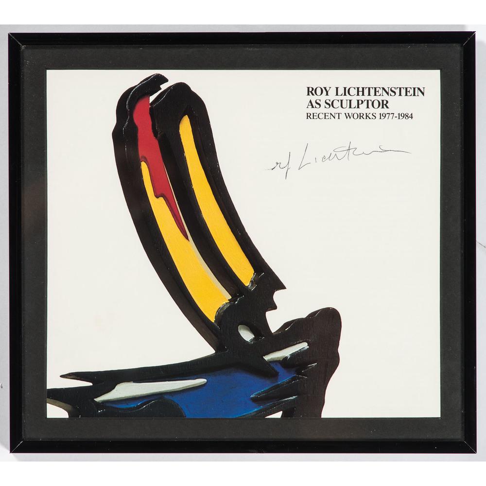 A Roy Lichtenstein Signed Poster: A Roy Lichtenstein Signed Poster Late 20th Century framed. sight: 7 1/2 x 8 1/2 inches.